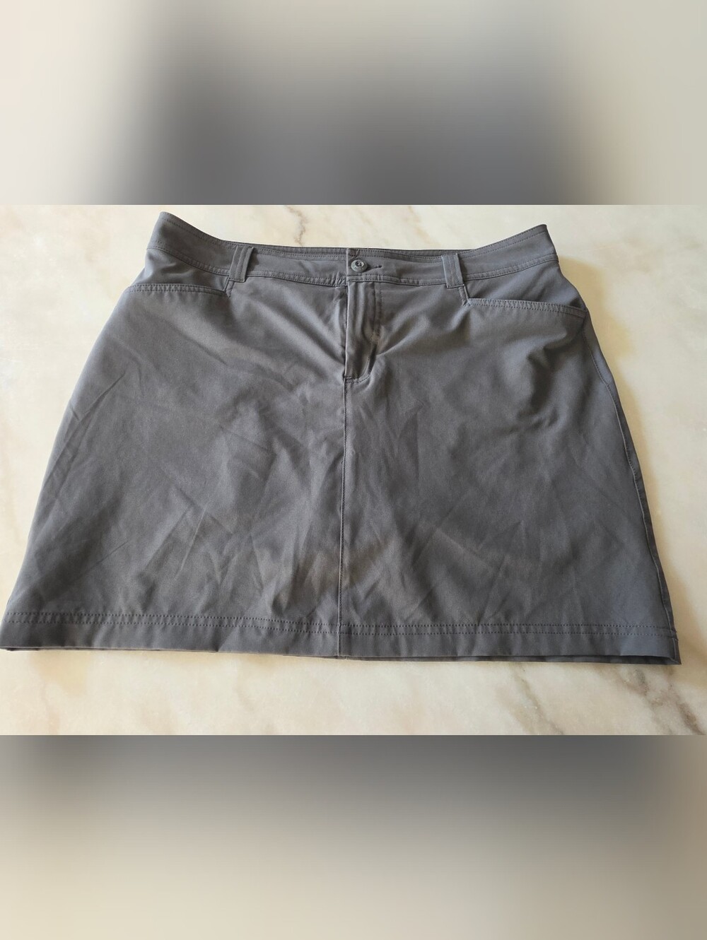 Eddie Bauer Charcoal Flat-Front Shorts
